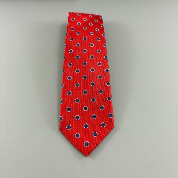 Sartori Red / Blue Polka Dots Men's Tie 3 1/2" x 60" - Picture 1 of 3